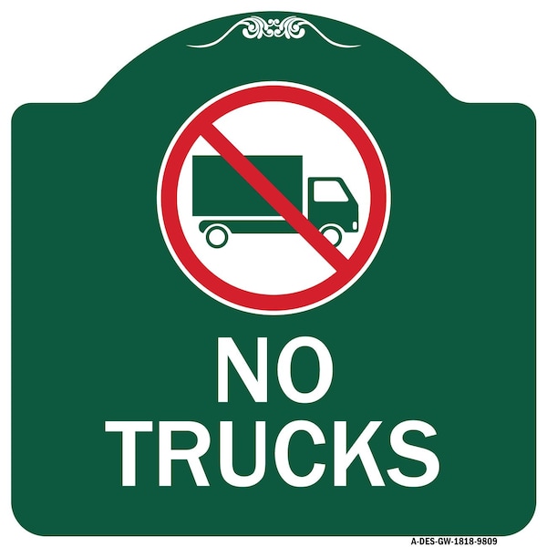 No Trucks With Graphic Heavy-Gauge Aluminum Architectural Sign, 18" H, GW-1818-9809